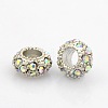 Platinum Plated Alloy Grade A Rhinestone European Beads CPDL-J022-11x6mm-28P-1