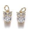 Brass Micro Pave Clear Cubic Zirconia Pendants ZIRC-Z003-03G-1