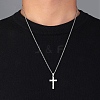 Brass Micro Pave Clear Zirconia Cross Pendant Necklaces NJEW-M211-05C-P-3