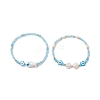 2Pcs Glass with ABS Imitation Pearl Acrylic Beaded Bracelets for Women BJEW-MZ00293-2