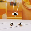 Brass Bee Stud Earrings and Pendant Necklace JX122A-4