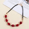 Resin Cube & Round CCB Plastic Beaded Necklaces with Leather Cords for Women WG0341F-01-1
