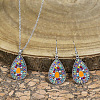 Bohemian Teardrop Zinc Alloy Enamel Pendant Necklaces & Dangle Earrings Sets WGB4181-04-1