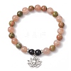 Natural Unakite & Multi-Moonstone Beaded Stretch Bracelets BJEW-JB11951-02-2