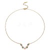 Brass Pave Cubic Zirconia Leaf V Shaped Pendant Necklaces for Women WG6C61B-02-2
