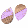 Transparent Resin & Walnut Wood Pendants RESI-S389-037A-B01-2