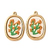 304 Stainless Steel & Cloth Embroidered Pendants FB-CBAFBAF-05G-1