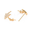 Brass Micro Pave Clear Cubic Zirconia Stud Earring Findings X-KK-S360-093A-NF-1