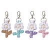 4Pcs 4 Colors Flower Woven Cotton Pendant Decorations HJEW-JM02823-1