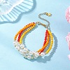 Opaque Solid Color Glass & Plastic Pearl Multi-strand Bracelets BJEW-JB12969-1