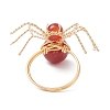 Natural Carnelian Beaded Finger Rings RJEW-TA00210-01-4