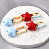 Star Brass Hoop Earrings EJEW-D314-01G-3