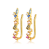 925 Sterling Silver Micro Pave Clear Cubic Zirconia Rainbow Climber Earrings GI0363-1-1