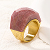 Fashionable 304 Stainless Steel & Natural Rhodonite Finger Rings FS-WG90577-26-1