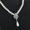 Alloy Rhinestone & Plastic Pearl Pendant Necklaces & Stud Dangle Earrings Sets FS-WGE3E8B-01-2