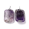 Natural Amethyst Copper Wire Wrapped Pendants G-H281-08P-09-2