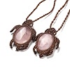 Natural Rose Quartz Tortoise Pendant Necklace NJEW-K258-02F-2