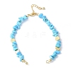 Brass Hexagon & Natural Dyed Howlite Chip Beaded Bracelet Making KK-F892-17G-1