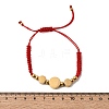 Adjustable 304 Stainless Steel Flat Round with Saint Benedict Braided Bead Bracelets for Women BJEW-K295-03G-01-5