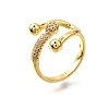 Brass Micro Pave Cubic Zirconia Cuff Rings RJEW-D308-03G-D-4