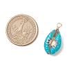Printed Natural Cowrie Shell Pendants PALLOY-JF03991-2