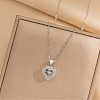 Heart 304 Stainless Steel Micro Pave Cubic Zirconia Pendant Necklaces for Women NJEW-D288-05P-1