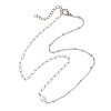 Natural Pearl Rice & 304 Stainless Steel Satellite Chain Paperclip Chain Necklaces for Women NJEW-JN05822-01-4