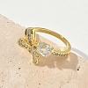 Brass Micro Pave Cubic Zirconia Cuff Open Rings RJEW-C163-17G-3