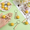 12Pcs Mini Baseball PU Leather Pendant Keychain with Wood Baseball Bat DIY-SP0001-51B-3