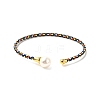 Steel Wire Ring & Copper Buckle & Plastic Pearl Bangles BJEW-S177-01-5
