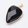 Faceted Natural Dyed & Heated Black Agate Pendants G-F340-02E-2