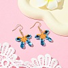 Synthetic Blue Goldstone & Natural Apatite Dangle Earrings EJEW-MZ00318-01-2