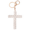 Cotton Cord Cross Keychains AJEW-TAC0031-03C-1