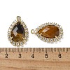 Natural Tiger Eye Faceted Teardrop Pendants G-I375-01G-21-3