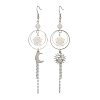 Natural Rainbow Moonstone Beads Moon Star Dangle Earrings EJEW-TA00830-3