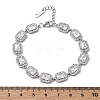 304 Stainless Steel Full Rhinestone Rectangle Link Chain Bracelets SA-CBABBEA-03P-5