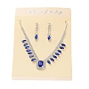 Alloy Rhinestone Rectangle Pendant Necklaces & Horse Eye Stud Earring Sets for Women SJEW-U001-01P-04-2