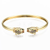 Brass Micro Pave Cubic Zirconia Cuff Bangles BJEW-T018-06G-NF-1