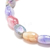 Candy Color Imitation Gemstone Glass Teardrop Beads Stretch Bracelet for Women BJEW-JB07418-2
