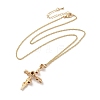 304 Stainless Steel Cross with Flower Pendant Necklaces for Women NJEW-A020-03E-G-2