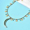 304 Stainless Steel Pave Green Cubic Zirconia Moon Pendant Necklaces for Women NJEW-F362-03G-5