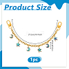 Brass & Natural Paua Shell Star Moon Charm 304 Stainless Steel Bag Decorative Chains HJEW-PH02278-2