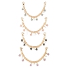 Alloy Enamel Flower with ABS Plastic Pearl Round Bead Charm Iron Chain Bag Decorative Chains HJEW-FS00054-04-4