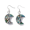 Natural Paua Shell Crescent Moon Dangle Earrings EJEW-G307-01P-2