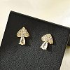 Brass Micro Pave Clear Cubic Zirconia Stud Earrings EJEW-R016-26G-13-2