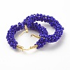 Glass Seed Beaded Hoop Earrings for Women EJEW-C003-02C-RS-2