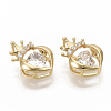 Brass Micro Pave Clear Cubic Zirconia Charms ZIRC-T011-20G-NF-2
