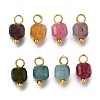 Natural Colorful Tourmaline Faceted Table Cut Cube Charms X-PALLOY-JF04367-01-1