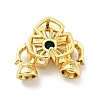 Rack Plating Brass Clear & Green Cubic Zirconia Fold Over Clasps KK-E034-47G-2