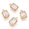 Brass Micro Pave Clear Cubic Zirconia Charms KK-S354-241-NF-3